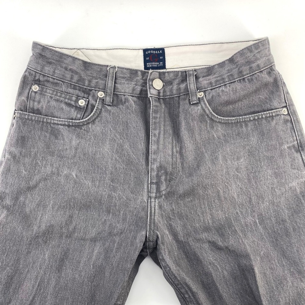 GOODALE Mens Jeans 32x32 Gray Wash Selvedge Denim Tailored Tapered Straight Leg